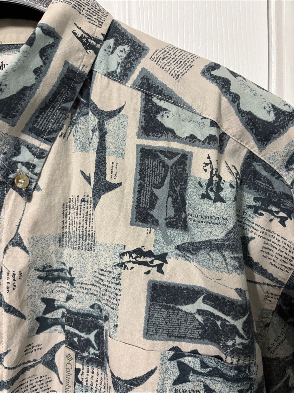 Columbia Beige and Forest Green Short-Sleeve Button-Down Shirt - Picture 3 of 14